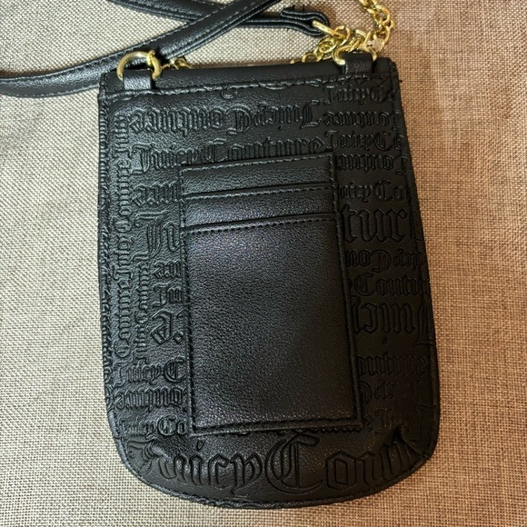 2/$30 Juicy Couture Mini Crossbody Phone-Bag Embossed Signature Logo Black - Picture 4 of 7